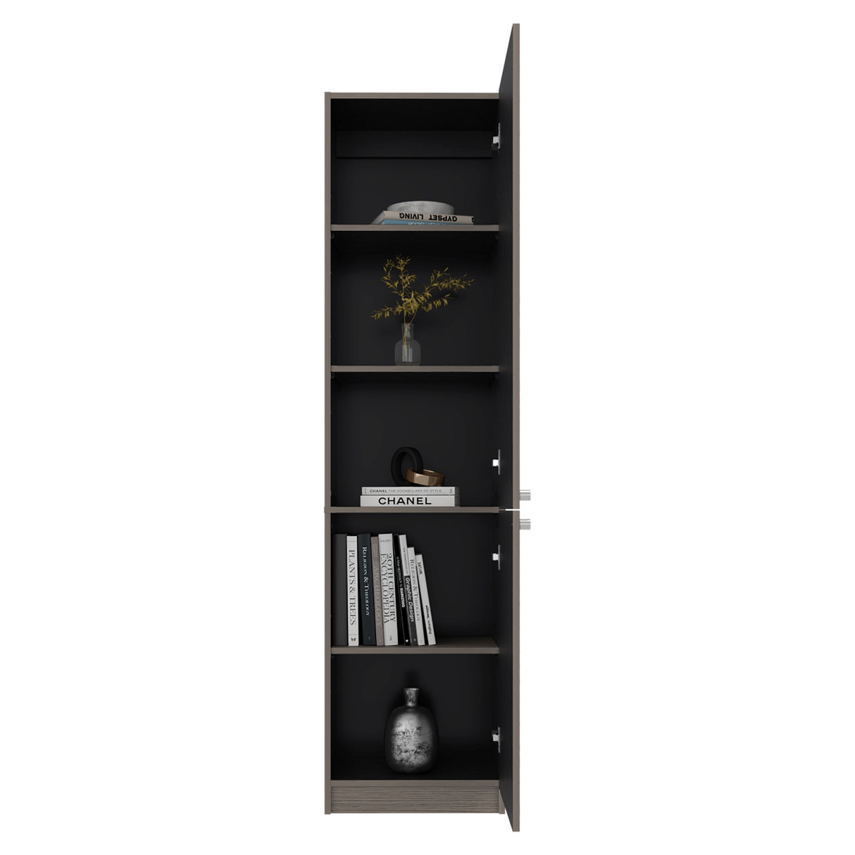 Estantería E-M5 Gris Positano y Wengue 45x180.6cm con Cinco Compartimientos y con Tres Entrepaños