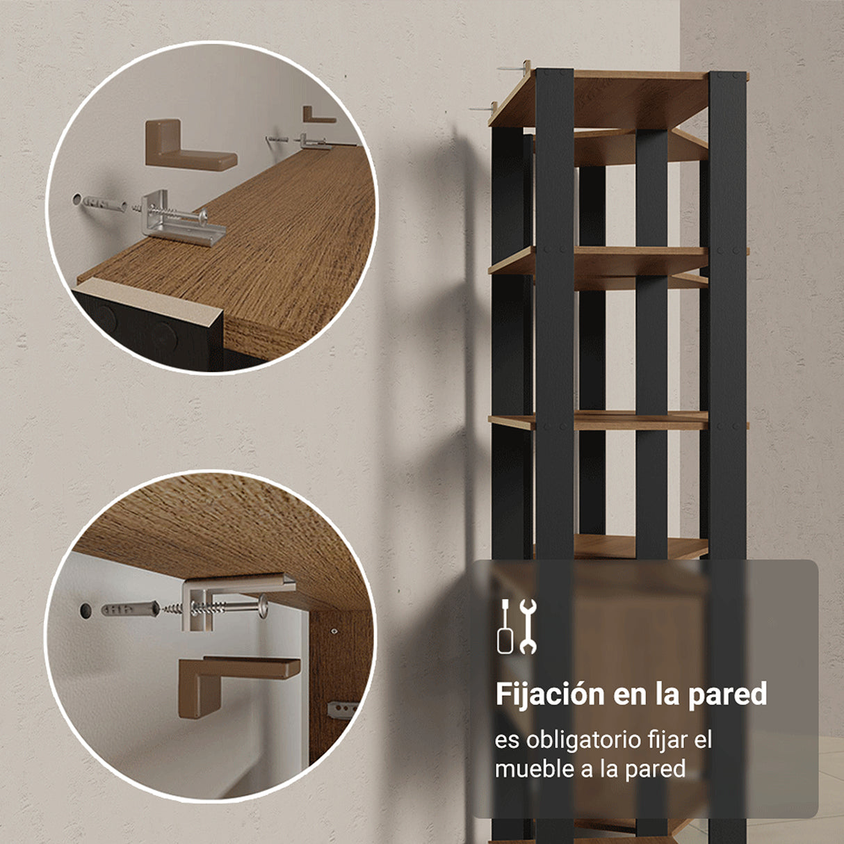 Estantería Marrón y Negro 118x180cm con Diez Compartimientos y con Diez Entrepaños de Resistencia 8 KG cada uno