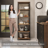 Estantería Marrón y Negro 59x180cm con Cinco Compartimientos y con Cinco Entrepaños de Resistencia 10 KG cada uno