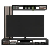Panel de TV Joice Wengue y Gris Positano 160x138.2cm Flotante para TV Hasta 65" Pulgadas con Seis Compartimientos
