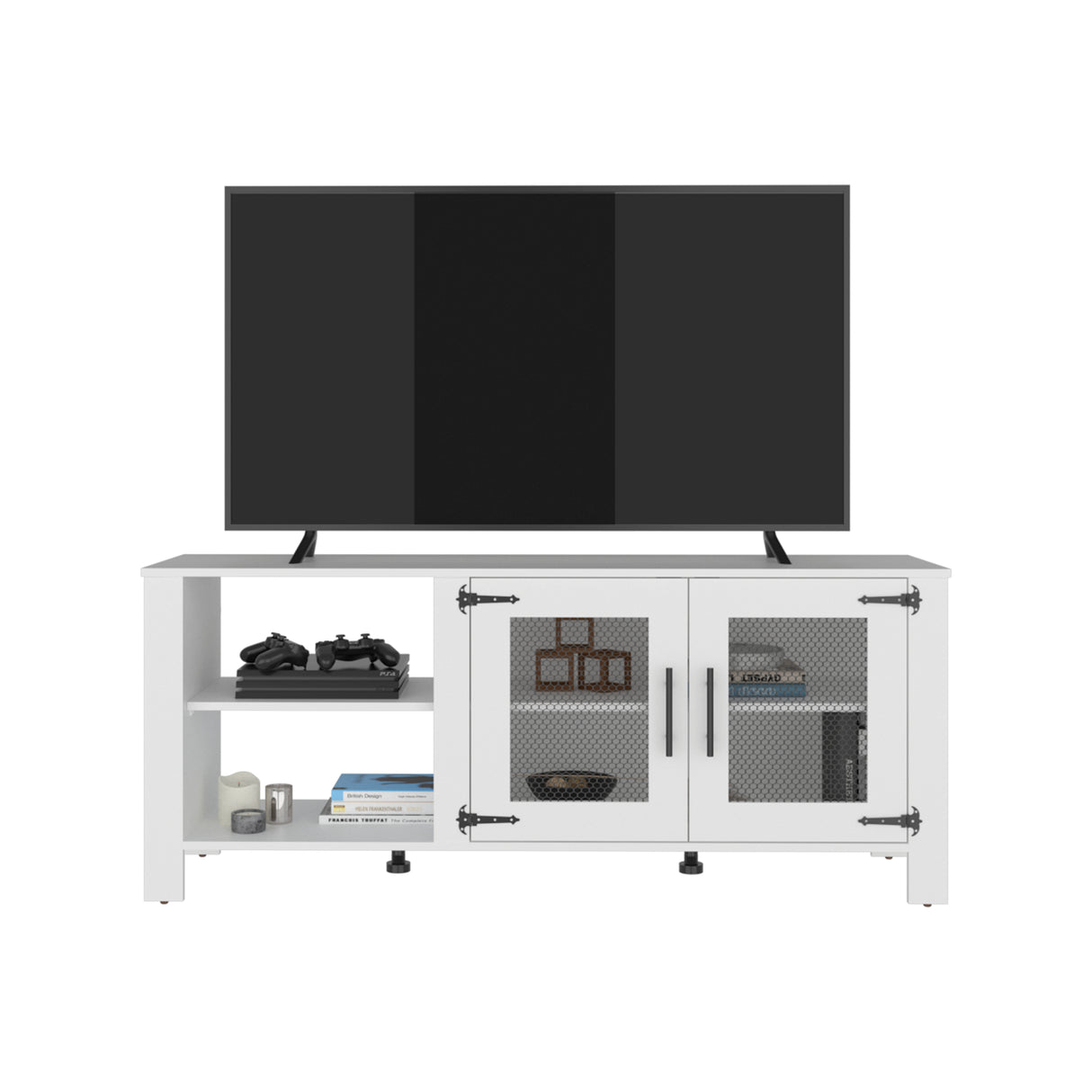 Rack de TV Freedom Blanco 147.4x61.5cm para TV Hasta 65" Pulgadas con Dos Compartimientos
