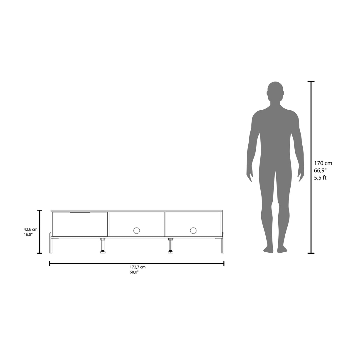 Rack de TV Dorne Fresno 170x42.6cm para TV Hasta 75" Pulgadas con Dos Compartimientos