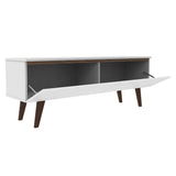 Centro de Entretenimiento Le Mans Marrón y Blanco 136x50cm para TV Hasta 55" Pulgadas con Dos Compartimientos