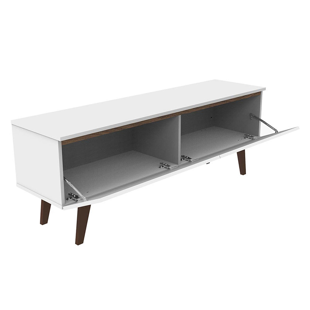 Centro de Entretenimiento Le Mans Marrón y Blanco 136x50cm para TV Hasta 55" Pulgadas con Dos Compartimientos