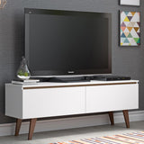 Centro de Entretenimiento Le Mans Marrón y Blanco 136x50cm para TV Hasta 55" Pulgadas con Dos Compartimientos
