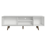 Centro de Entretenimiento Dubai Blanco 160x53cm para TV Hasta 65" Pulgadas con Cuatro Compartimientos y con Patas Marrón