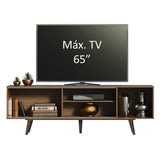 Centro de Entretenimiento Dubai Marrón 160x53cm para TV Hasta 65" Pulgadas con Cuatro Compartimientos