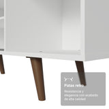 Centro de Entretenimiento Dubai Blanco y Marrón 160x53cm para TV Hasta 65" Pulgadas con Cuatro Compartimientos