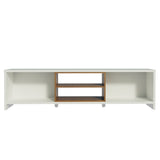 Centro de Entretenimiento Linz Blanco y Marrón 180x48cm para TV Hasta 80" Pulgadas con Cuatro Compartimientos