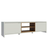 Centro de Entretenimiento Linz Blanco y Marrón 180x48cm para TV Hasta 80" Pulgadas con Cuatro Compartimientos