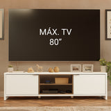 Centro de Entretenimiento Linz Blanco y Marrón 180x48cm para TV Hasta 80" Pulgadas con Cuatro Compartimientos