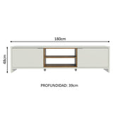 Centro de Entretenimiento Linz Blanco y Marrón 180x48cm para TV Hasta 80" Pulgadas con Cuatro Compartimientos