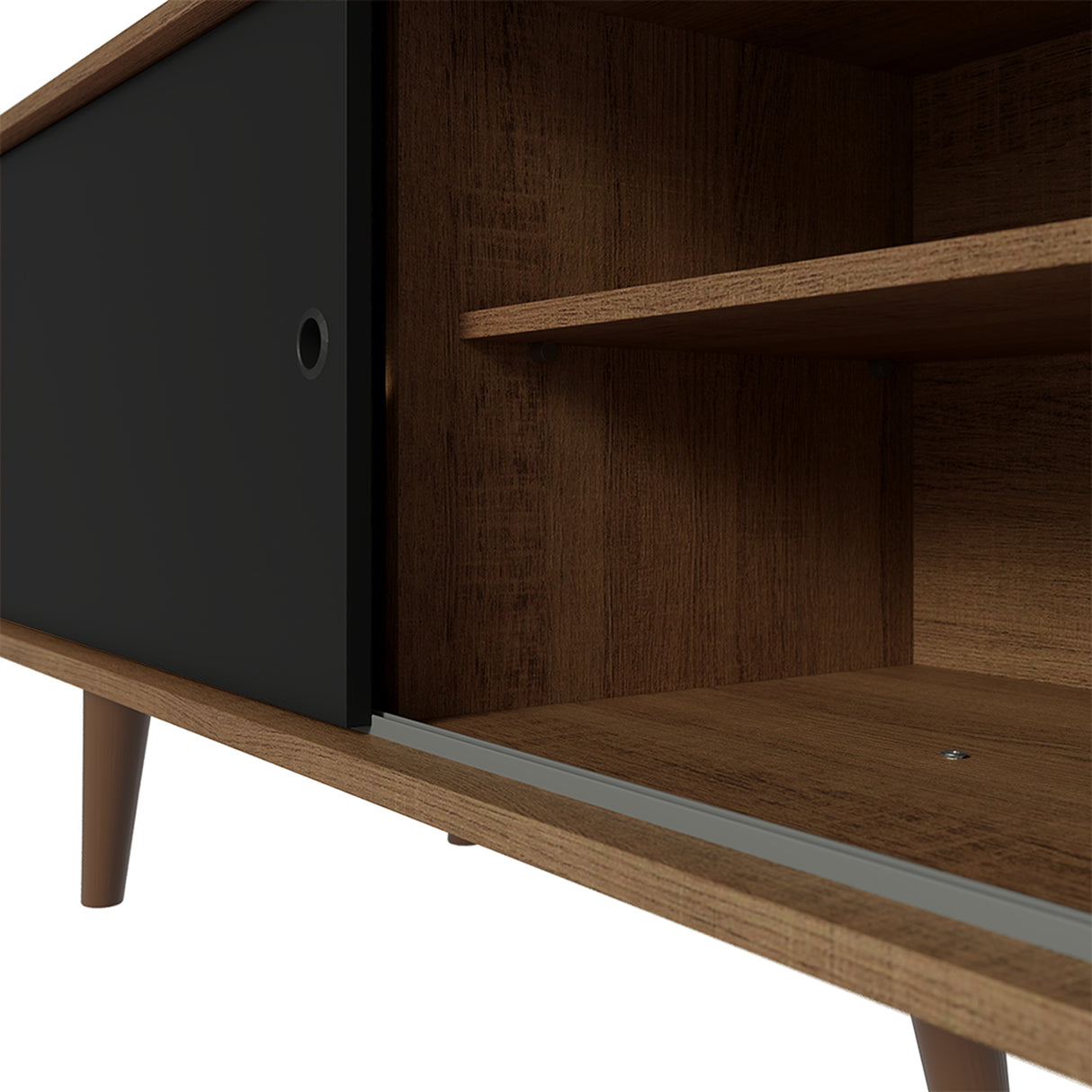 Centro de Entretenimiento Torino Marrón y Negro 160x53cm para TV Hasta 65" Pulgadas con Cuatro Compartimientos