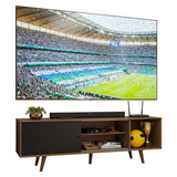 Centro de Entretenimiento Torino Marrón y Negro 160x53cm para TV Hasta 65" Pulgadas con Cuatro Compartimientos