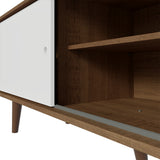 Centro de Entretenimiento Torino Marrón y Blanco 160x53cm para TV Hasta 65" Pulgadas con Cuatro Compartimientos