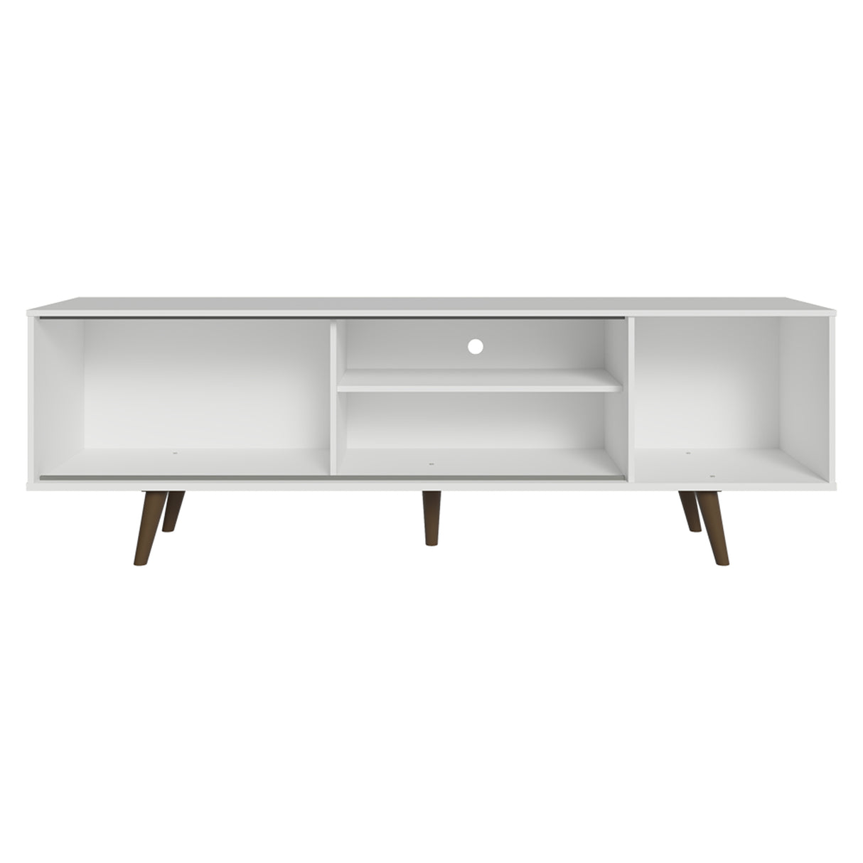 Centro de Entretenimiento Torino Blanco y Marrón 160x53cm para TV Hasta 65" Pulgadas con Cuatro Compartimientos