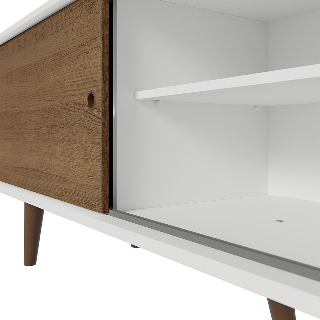 Centro de Entretenimiento Torino Blanco y Marrón 160x53cm para TV Hasta 65" Pulgadas con Cuatro Compartimientos