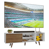 Centro de Entretenimiento Torino Blanco y Marrón 160x53cm para TV Hasta 65" Pulgadas con Cuatro Compartimientos