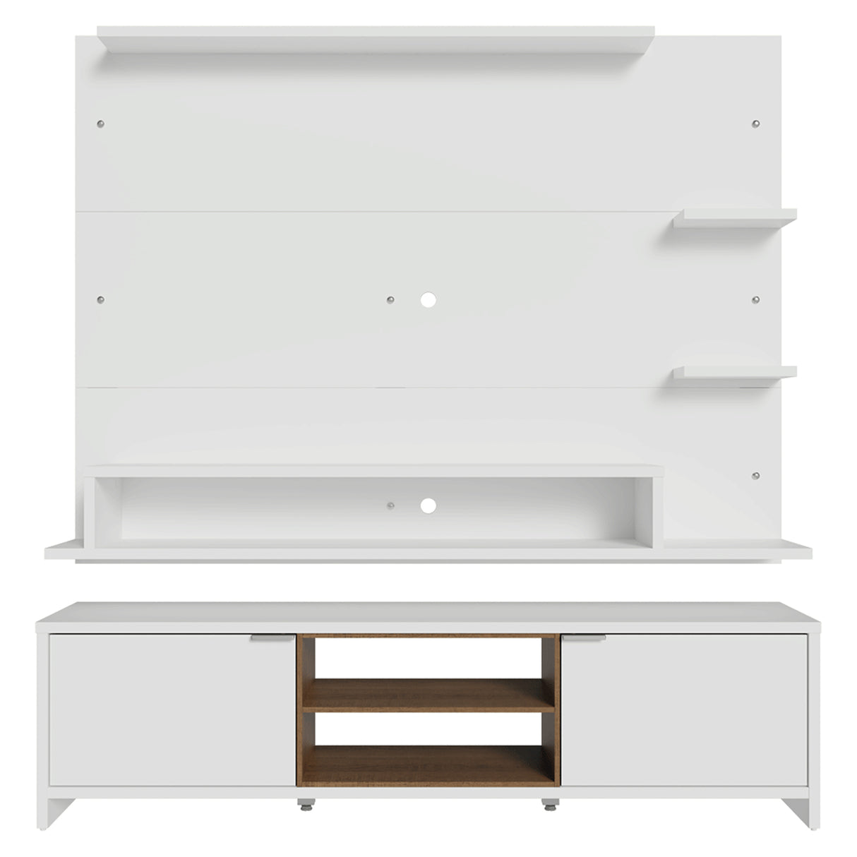 Centro de Entretenimiento Metz Blanco 180x48cm para TV Hasta 60" Pulgadas con Ocho Compartimientos