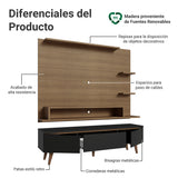 Centro de Entretenimiento Reims Marrón y Negro 180x50cm para TV Hasta 60" Pulgadas con Seis Compartimientos