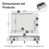 Centro de Entretenimiento Reims Blanco y Marrón 180x50cm para TV Hasta 60" Pulgadas con Seis Compartimientos