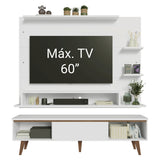 Centro de Entretenimiento Reims Blanco y Marrón 180x50cm para TV Hasta 60" Pulgadas con Seis Compartimientos