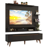 Centro de Entretenimiento Reims Negro y Marrón 180x50cm para TV Hasta 60" Pulgadas con Seis Compartimientos