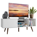 Centro de Entretenimiento Cairo Blanco y Marrón 160x58cm para TV Hasta 65" Pulgadas con Cuatro Compartimientos