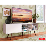 Centro de Entretenimiento Cairo Blanco y Marrón 160x58cm para TV Hasta 65" Pulgadas con Cuatro Compartimientos