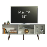 Centro de Entretenimiento Cairo Blanco y Marrón 160x58cm para TV Hasta 65" Pulgadas con Cuatro Compartimientos