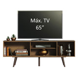 Centro de Entretenimiento Cairo Marrón 160x58cm para TV Hasta 65" Pulgadas con Cuatro Compartimientos