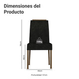 Kit x 2 Sillas para Comedor Marrón y Negro 45x96cm de Asiento Cuadrado con Espaldar Liso
