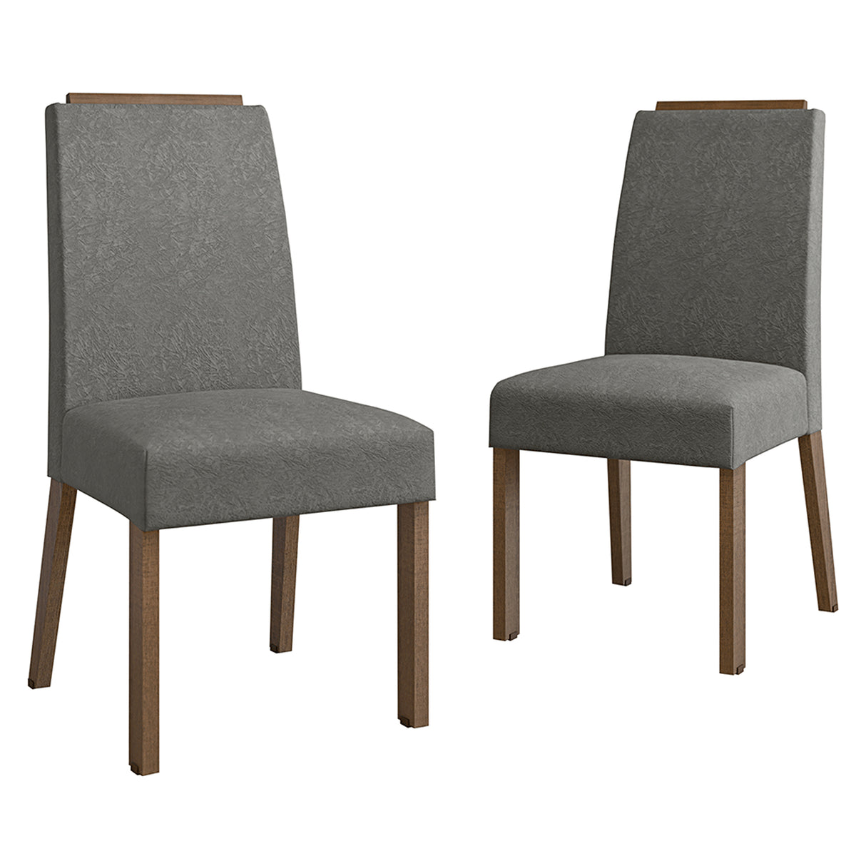 Kit x 2 Sillas para Comedor Marrón y Gris 45x96cm de Asiento Cuadrado con Espaldar Liso