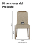 Kit x 2 Sillas para Comedor Marrón y Beige 45x96cm de Asiento Cuadrado con Espaldar Listo