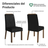 Kit x 4 Sillas para Comedor Marrón y Negro 45x96cm de Asiento Cuadrado con Espaldar