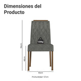 Kit x 2 Sillas para Comedor Marrón y Gris 45x96cm de Asiento Cuadrado con Espaldar de Rombos
