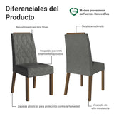 Kit x 2 Sillas para Comedor Marrón y Gris 45x96cm de Asiento Cuadrado con Espaldar de Rombos