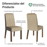 Kit x 2 Sillas para Comedor Marrón y Beige 45x96cm de Asiento Cuadrado con Espaldar de Rombos