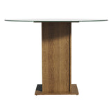 Mesa de Comedor Marrón 110x76cm Circular de Cuatro Puestos sin Sillas y con Vidrio