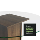 Mesa de Comedor Marrón 110x76cm Circular de Cuatro Puestos sin Sillas y con Vidrio