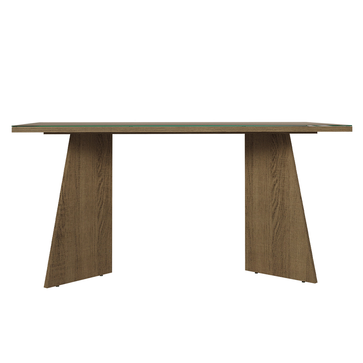 Mesa de Comedor Marrón 160x78cm Rectangular de Seis Puestos sin Sillas y con Vidrio