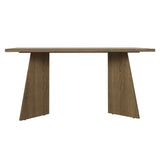 Mesa de Comedor Marrón y Crema 160x78cm Rectangular de Seis Puestos sin Sillas y con Vidrio