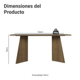 Mesa de Comedor Marrón y Gris 160x78cm Rectangular de Seis Puestos sin Sillas