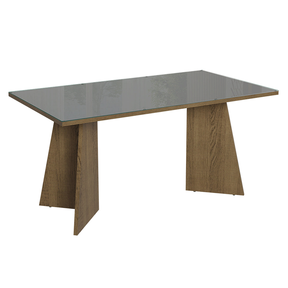 Mesa de Comedor Marrón y Gris 160x78cm Rectangular de Seis Puestos sin Sillas y con Vidrio