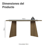 Mesa de Comedor Marrón y Gris 160x78cm Rectangular de Seis Puestos sin Sillas y con Vidrio