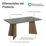 Mesa de Comedor Marrón y Gris 160x78cm Rectangular de Seis Puestos sin Sillas y con Vidrio