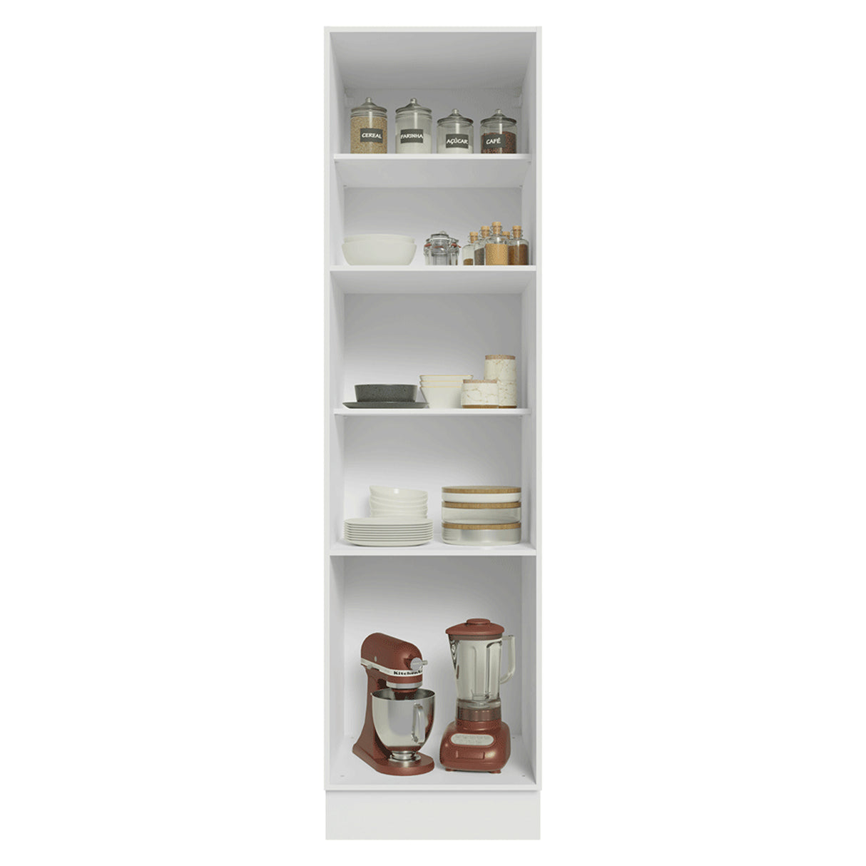 Mueble Organizador de Despensa Vik Blanco y Gris 60x225cm con Tres Puertas