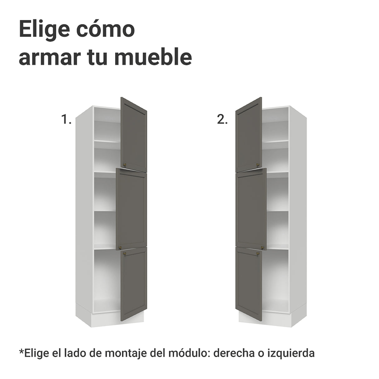 Mueble Organizador de Despensa Vik Blanco y Gris 60x225cm con Tres Puertas