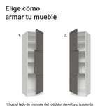 Mueble Organizador de Despensa Vik Blanco y Gris 60x225cm con Tres Puertas