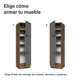 Mueble Organizador de Despensa Vik Marrón y Gris 60x225cm con Tres Puertas
